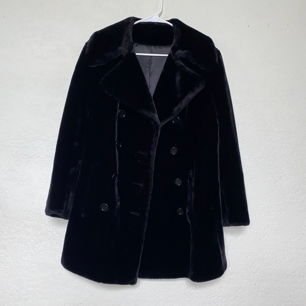 Vintage Borgazia Black Faux Seal Fur Coat